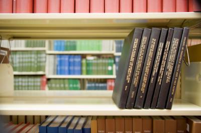 stack of books on shelf